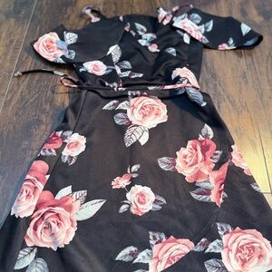 Charlotte Russe Black Dress with Pink Floral Design